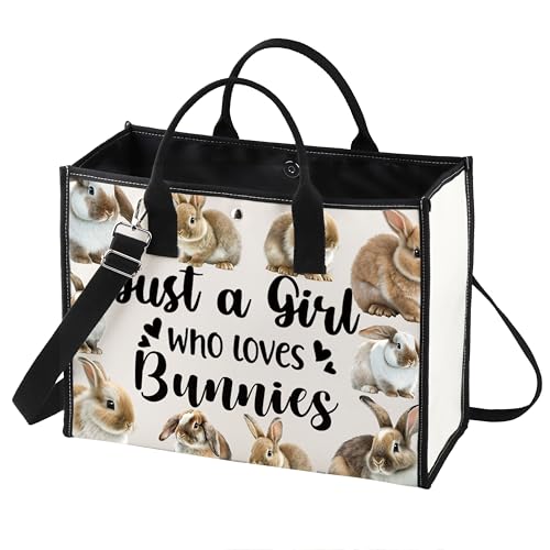 LEVLO Funny Bunny Cosmetic Bag Animal Lover Gift Just A Girl Who Loves Bunnies Makeup Zipper Pouch Bag Bunny Lover Gift For Women Girls (Loves Bunnies LT)