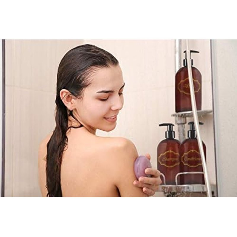 Bottiful Home-16 oz Shampoo and Conditioner Refillable Empty Plastic Pump Bottle Dispenser Set (Amber)