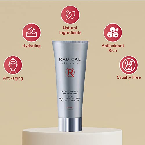 Radical Skincare Hand & Nail Multi Repair Creme - Provides Moisture & Fights Aging | Strengthens Nails & Cuticles | For All Skin Types Including Sensitive Skin | Cruelty & Paraben Free (2.5 Oz)