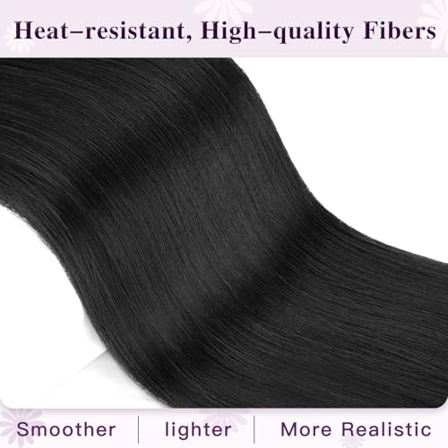Long Straight Ponytail Extension 32 Inch Black Drawstring Hair for Women