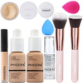 Full Coverage Foundation Set with Primer, Powder, Concealer & Brushes - Buff Beige & Sand