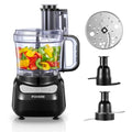 FOHERE 12-Cup Electric Food Processor with 2-in-1 Feed Chute, BPA-Free Stainless Steel, Multi-Function Kitchen Appliance