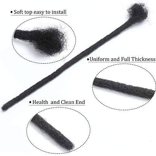 8 Inch Natural Black Human Hair Loc Extensions 0.2cm Thick 30 Strands for Women Men Kids - MIUULAAR
