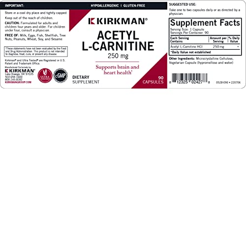 Acetyl L-Carnitine 250mg - Energy & Antioxidant Support, 90 Capsules