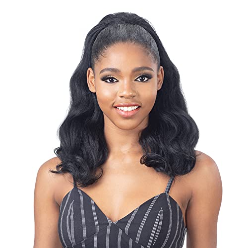 Natural Me Wavy Drawstring Ponytail Wig - Off Black 1B