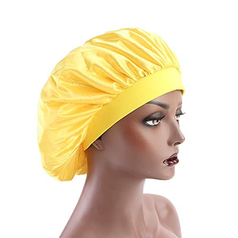 beauty YFJH Soft Satin Silk Salon Bonnet Night Sleeping Wide Band Hat Hair Loss Cap for Women