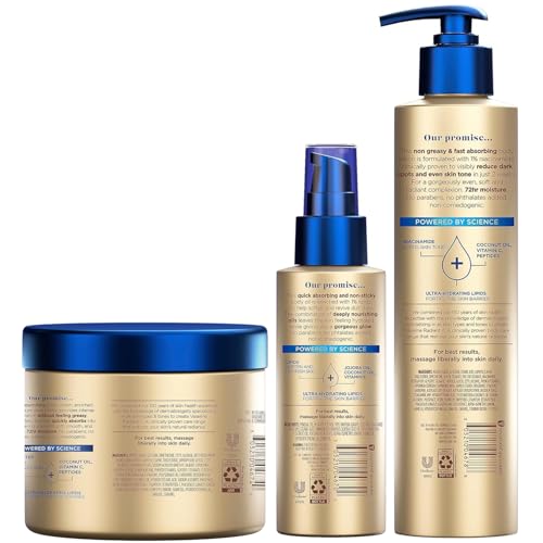 Vaseline Radiant X Skin Care Set with Body Lotion, Cream & Oil – Even Tone & Deep Nourishment