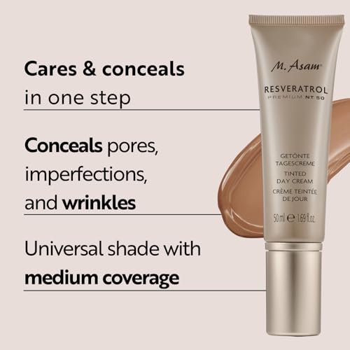 M. Asam RESVERATROL PREMIUM NT50 Tinted Day Cream (1.69 Fl Oz) ? With Hyaluronic Acid, Anti-Aging Face Cream for Women, Lightweight Makeup & Moisturiser Cream in One, Vegan Skin Care
