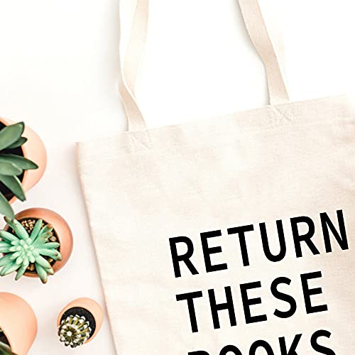 WCGXKO Funny Library Tote - Return These Library Return Bag for Book Clubs & Storage