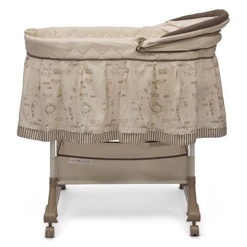 Delta Children Portable Baby Bassinet for Newborns - Bedside & Rocking with Vibration & Nightlight, Includes Plush Toys & Storage Basket, Adjustable Canopy - Listing Variant Bassinet