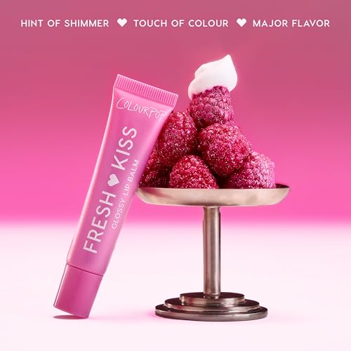 ColourPop Fresh Kiss Lip Gloss Set - Hydrating & Shimmering Lip Balm Trio with Peptides & Hyaluronic Acid, 3 Flavors (Whipped Cream, Raspberry, Peach Mochi) - Vegan & Cruelty-Free