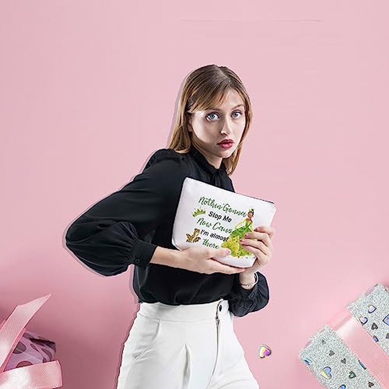 FOTAP Tiana Princess Cosmetic Bag Frog Princess Gifts Princess Inspired Gifts Princess Lover Gift Princesses Tiana Gifts Magic Kingd*m Gift (I'm almost)