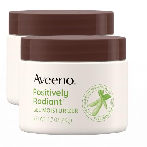 Aveeno Positively Radiant Daily Gel Facial Moisturizer with Hyaluronic Acid & Tone-Correcting Soy - 1.7 Fl Oz Pack of 2