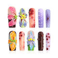 Handmade Press On Nails with Summer Floral Pearl Design - Reusable Fake Nail Set
