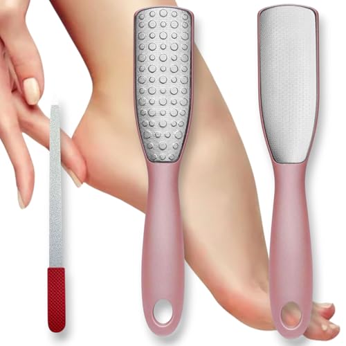 Professional Foot File & Callus Remover 2-in-1 Set ? 9.6" Foot Rasp with 6.7" Nail File Included?Elegant Rose Gold?Dual-Sided, Durable & Hygienic Pedicure Tool for Smooth, Soft Feet?Wet & Dry Use