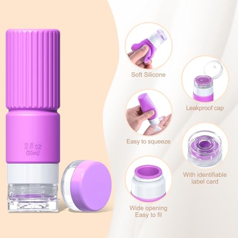 36-Pack TSA Approved Travel Bottles for Toiletries, Silicone Containers, Leak Proof Refillable Liquids Shampoo and Conditioner Essentials