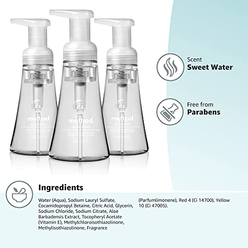 Method Foaming Hand Soap, Sweet Water, Paraben and Phthalate Free, 10 fl oz (Pack of 3)