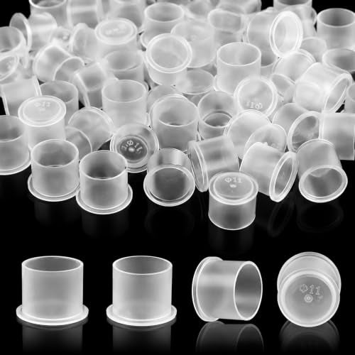 Large 1000pcs Disposable Tattoo Ink Caps with Wide Flat Base - Clear, Spill-Proof, Professional Supplies