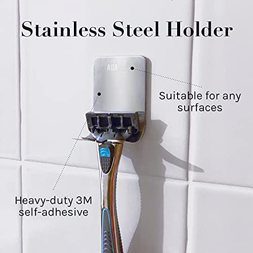 AOA Men's 6 Blade Razor Kit 7pcs in Kit Including 1pc Handle 5pcs Swedish Six-Blade Heads 1pc Stainless Steel Shower Hook Lubricating Aloe Vitamin E Strip for Comfortable Close Shave