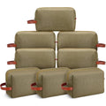 Hillban Green Travel Toiletry Bag 8 Pcs Waterproof Canvas Hanging Organizer for Men & Women