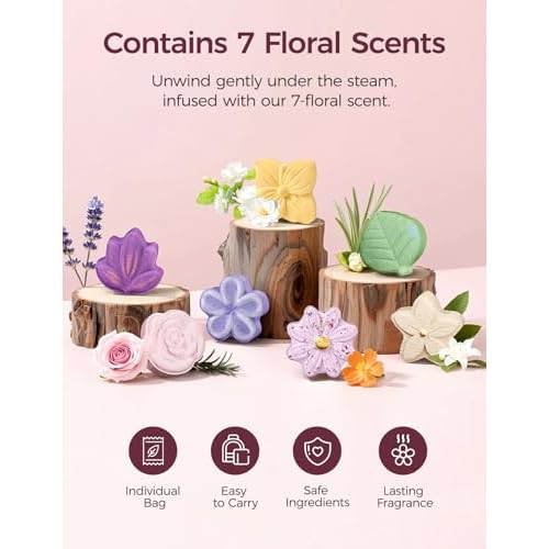 Momcozy Shower Steamers 14 Pack-7 Unique Shapes & Floral Scents, Long Lasting Fragrance, Gentle Formula, Perfect Travel & Gift Idea for Home Spa Relaxation