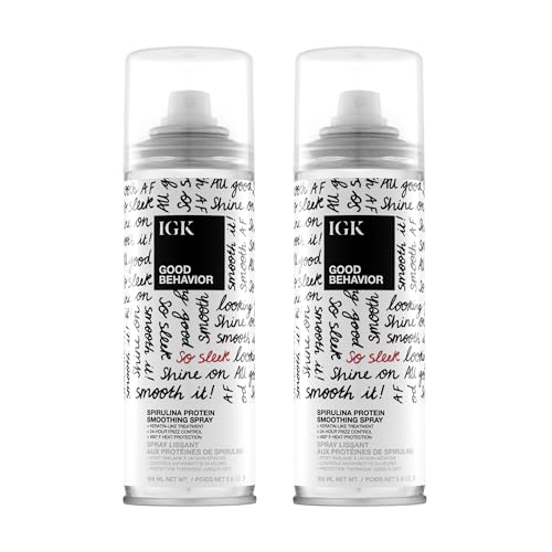IGK Good Behavior Spirulina Protein Smoothing Spray 2 Pack - Frizz Control & Heat Protection