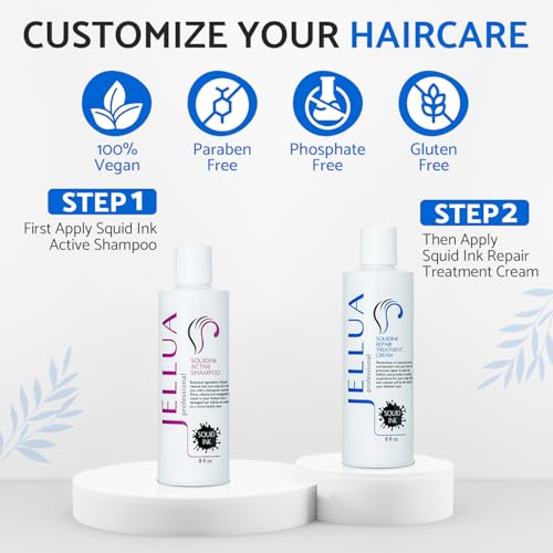 Hair Care Duo: Squid Ink Active Shampoo & Repair Treatment Cream - 8 Oz