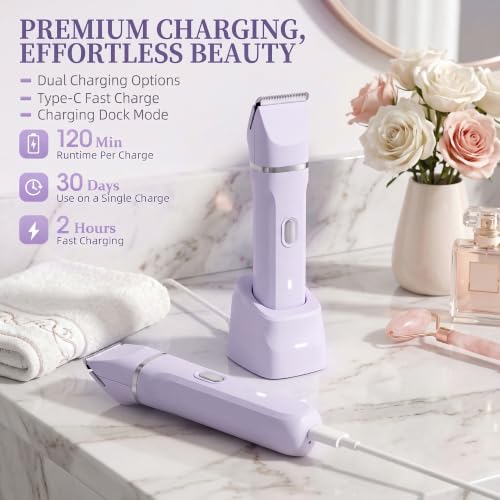 Purple 5-in-1 Women’s Bikini Trimmer & Full-Body Hair Removal Kit