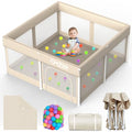 Foldable Baby Playpen - Apricot 50x50 Inch Portable Toddler Play Yard with Zipper Door