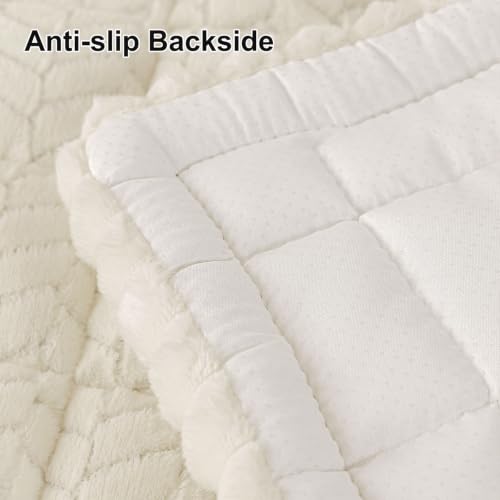 Beige Non-Slip Fuzzy Couch Cover for Dogs - 27.6x82.7 Inches