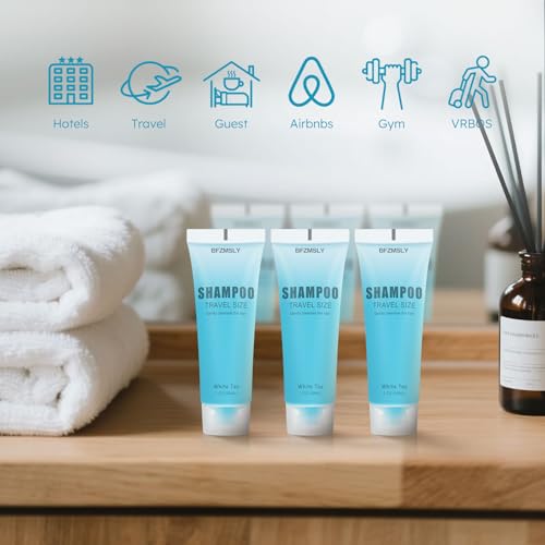 Bulk Travel Size Shampoo Pack - 100 Individual 1oz Bottles with White Tea Scent
