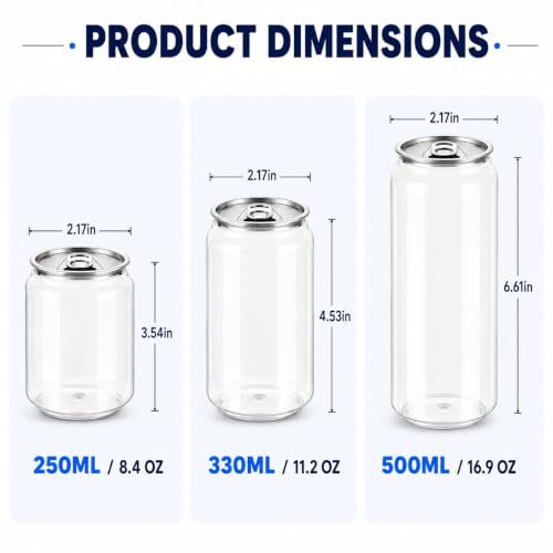 11.2 oz Plastic Can Cups with Lids - 100 Pack, Clear PET Beverage Containers