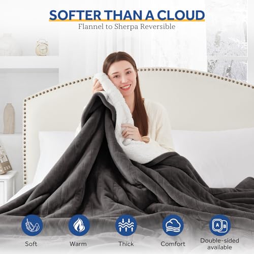 Sealy Charcoal Twin Electric Blanket 62x84 with Built-in Button Controller