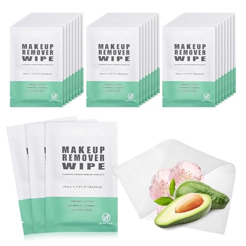 Green Makeup Remover Wipes - Pack of 500 Individually Wrapped Facial Cleansing Towelettes