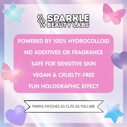 Heal & Conceal Holographic Cute Pimple Patch Bundle (240 Count) Iridescent Star, Heart & Butterfly Shaped Hydrocolloid Acne Patches for Face, Fun Hydrocolloid Zit Stickers