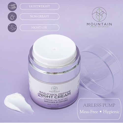 Bakuchiol Night Cream with Peptides & Ceramides - Fragrance-Free, Pregnancy-Safe Moisturizer, 50mL