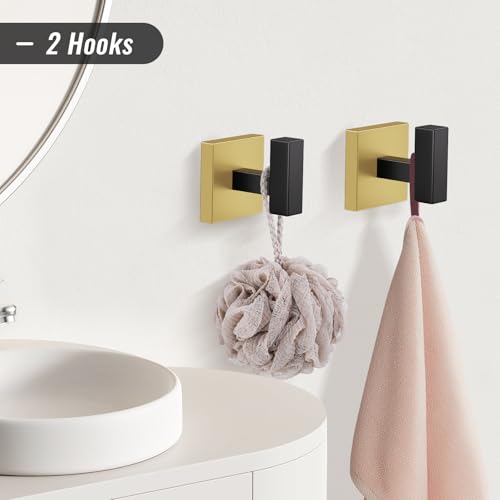 10-Piece Black & Gold Bathroom Hardware Set - Wall Mounted Towel Racks & Accessories