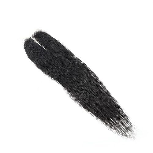 14-Inch Brazilian Virgin Human Hair Lace Closure Middle Part - Natural Black