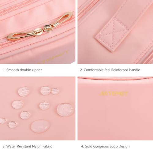 Tools Travel Bag for carrying hair dryer curling iron comb multi-layer hair accessories and tools with Dry Wet Depart Toiletries Travel Organizer(Pink)