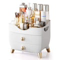 Makeup Organizer Countertop, Large Capacity Skincare Cosmetic Organizer for Vanity with 2 Drawers, Cosmetic Display Cases Makeup Storage Box for Bedroom, Bathroom, Ideal Gifts for Women(White)