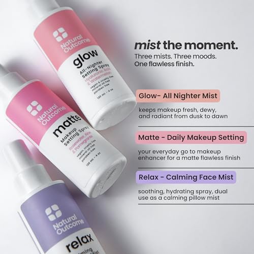 Natural Outcome Face Mist Trio Set - Hydrating, Mattifying & Calming Facial Sprays with Rosewater, Hyaluronic Acid & Lavender