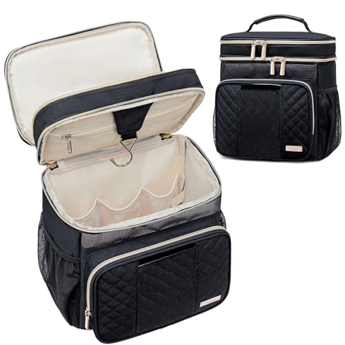 Tealari Large Water-Resistant Toiletry Bag for Women Men - Black, Hanging Travel Organizer with Transparent Phone Pocket