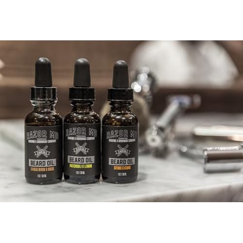 Razor MD Natural Beard Oil for Men with Fast Absorbing Formula and Non-Greasy Finish, Sandalwood Scent, 1oz
