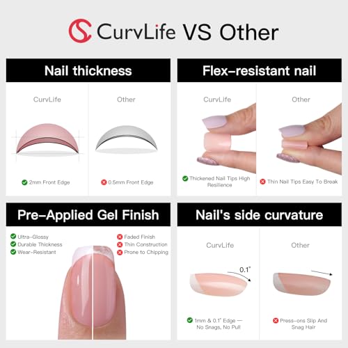 CurvLife Cat Eye Press On Nails Square - A1 Variation, 160 Pack, Glitter Light-Chasing Design, Reusable Full Cover Tips for Women & Girls