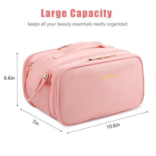 Tools Travel Bag for carrying hair dryer curling iron comb multi-layer hair accessories and tools with Dry Wet Depart Toiletries Travel Organizer(Pink)