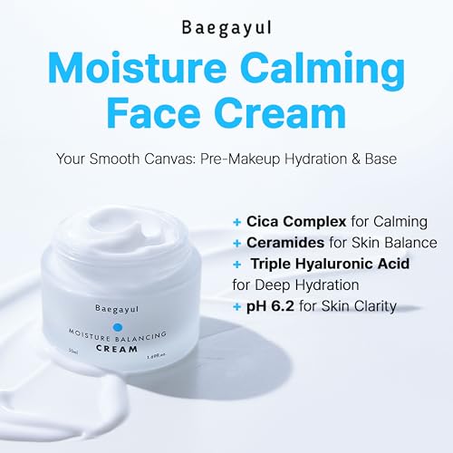 Moisture Balancing Calming Face Moisturizer with Cica & Ceramides - 48H Hydration, Non-Sticky, Korean Beauty