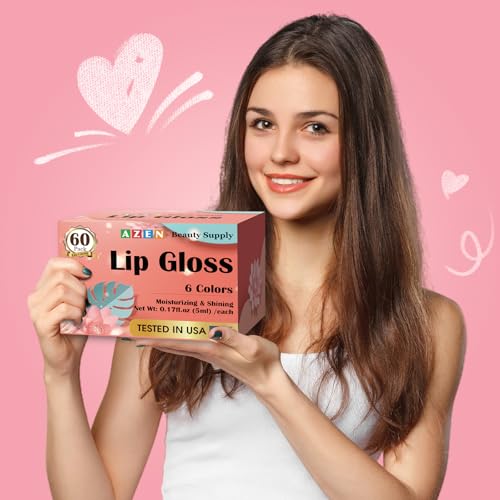 AZEN 60 Pack Lip Gloss Set - Color Lip Oil for Dry Chapped Lips Moisturizing B-60