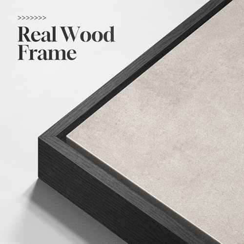 20x30 Inch Minimalist Abstract Wall Art Set of 2 - Black & Beige Framed Canvas Decor