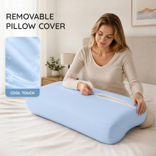 Blue 32-Inch King Contour Memory Foam Pillow for Neck Pain Relief - Ergonomic Support