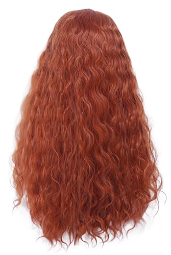 Long Ginger Curly Wig for Women with Bangs - Auburn Vintage Cosplay Hair (Variation: Ginger)